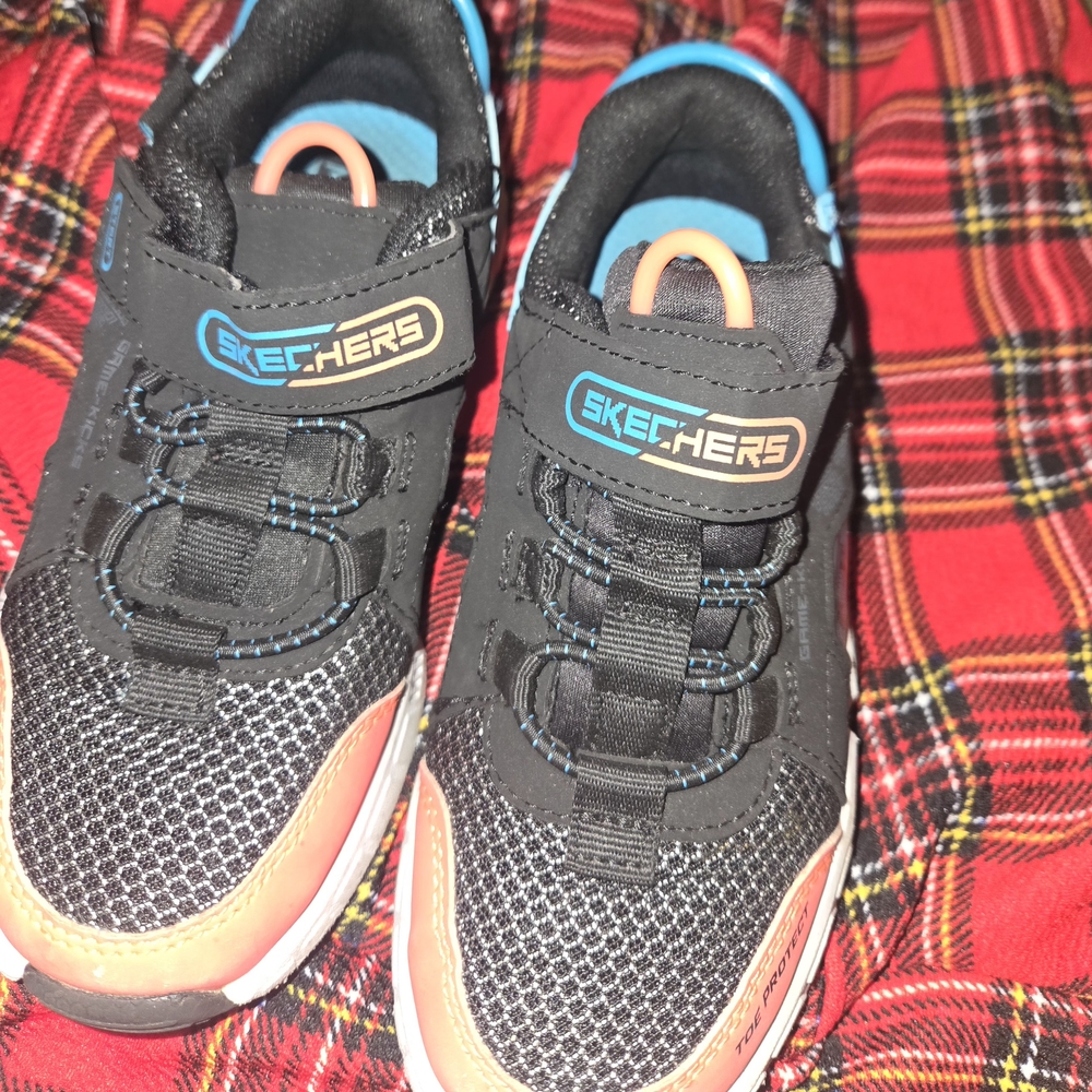 Skechers Kids Black and Orange Sneakers